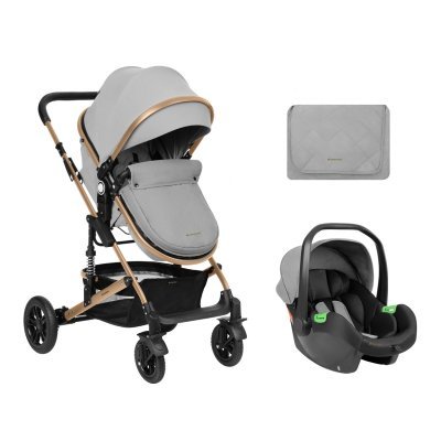 Carrito de bebé Kikkaboo 3 en 1 asiento transf. Amaia Gris Claro