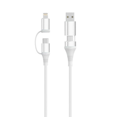 Cable usb tipo c - lightning a usb tipo c - usb tipo a ewent ec1075 1m - macho - macho - blanco