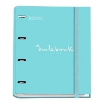 Miquel Rius Emotions Carpebloc 5 Archivador de 4 Anillas Formato A4 + Recambio de 100 Hojas con Banda en 5 Colores - Cubiertas de Carton Forrado - Cierre con Goma Elastica - Color Azul Cielo