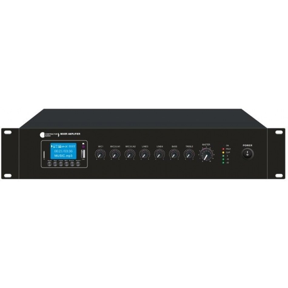 Amplificador PA 500Wrms MP3/FM/BT 3MIC 2AUX CONTRACTOR