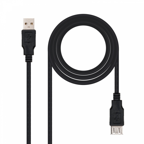 CABLE USB 2.0 TIPO-A M/H P NEGRO 1,8M