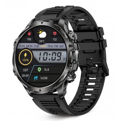 Smartwatch KISX Venture, Pantalla XXL TFT 1,85, Aut. 10 días, Modos deporte y salud, Llamadas, Asistentes de voz, IP68, Negro