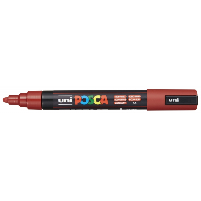 Posca PC-5M Marcador de Pintura - Punta de Bala 1.8-2.5mm - Tinta Base al Agua - Resistente a la Luz - No Permanente - Color Rojo Rubí