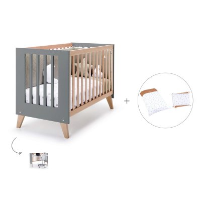 Cuna-escritorio (2en1) madera/antracita 60x120 cm + textil Ariake · Nexor
