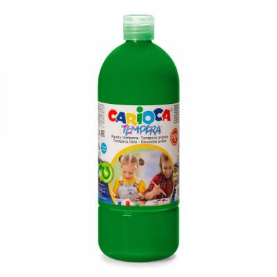 Carioca Botella de Tempera - 1000ml - Colores Superlavables - Faciles de Mezclar - Aplicable en Materiales Porosos - Alta Opacidad - Color Verde