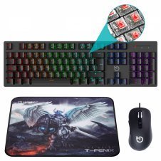 Hiditec Teclado gaming mecanico GK400 usb + Raton gaming Blitz + Alfombrilla T-Fenix Negro