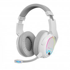 Mars Gaming MHW-100 Blanco Auriculares Inalámbricos ARGB Flow Micrófono ENC Extraíble Ultraligeros Cancelación de Ruido Activa ENC + Pasiva Compat
