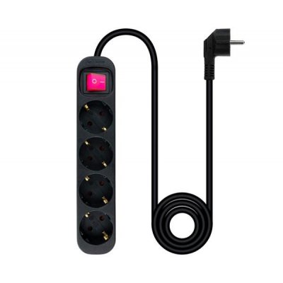 Base Multiple 4 Enchufes Interruptor Cable 1,4m NEGRA