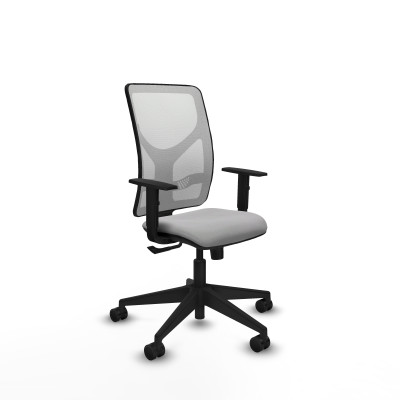 Motilla sincro malla blanca bali gris claro brazos 1D base piramidal ruedas 65mm nailon