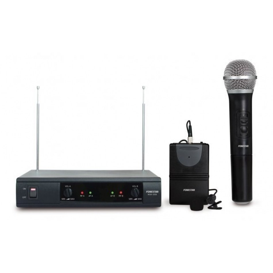 Microfonos Inalambrico Mano y Petaca Diadema VHF FONESTAR