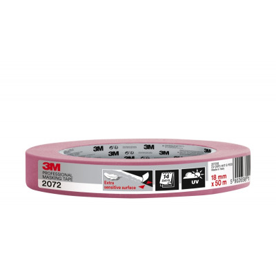 3M Cinta de Enmascarar para Superficies Delicadas - 18mm x 50m - Color Rosa
