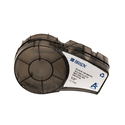 Brady M21-500-499 Cinta de Etiquetas Original Tela de Nylon - Texto Negro sobre Fondo Blanco - Ancho 12,70mm x 4,88m