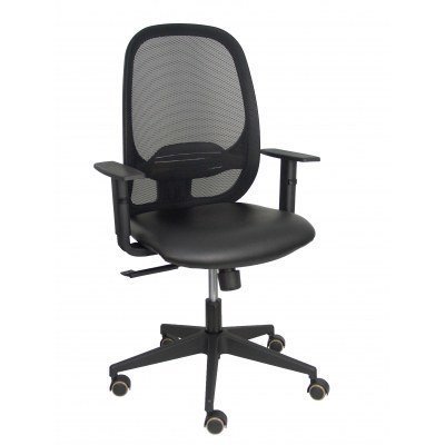 Silla Cilanco negra malla negra asiento similpiel negro brazo regulable.