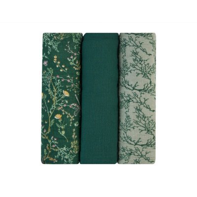 Juego de pañales de muselina 3 uds 100x100 cm Secret Garden Green