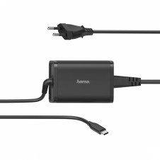 HAMA Cargador universal portátil, USB-C, compatible con portátil, móvil y tablet, de 5-20V/65W, Color negro.