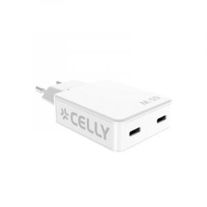 Cargador 2 Usb-C Celly 65w, blanco