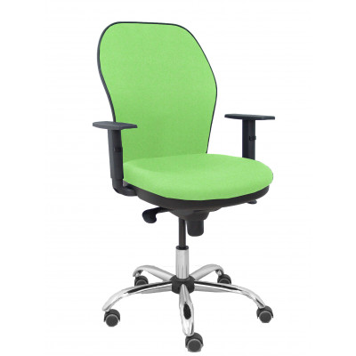Silla Jorquera respaldo bali pistacho asiento bali pistacho base cromada y ruedas parqué