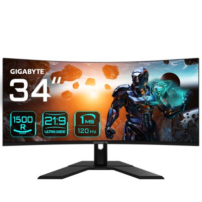 GS34WQC 34 Monitor de Juego Curvo WQHD - 3440 x 1440, 1500R, 300Hz, 1ms, 250 cd/m², FreeSync Premium, HDR Ready, HDMI 2.0, Displayport 1.4