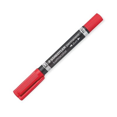 STAEDTLER Rotulador permanente Lumocolor Duo trazo 0,6mm y 1,5mm rojo