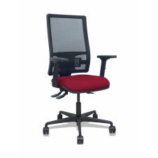 Piqueras y Crespo Silla Bormate asincro malla negra asiento bali granate brazos 2D ruedas 65mm