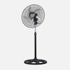 Ventilador De Pie Reforzado Negro 3 Vel. 75W 5 Aspas Aluminio Plata Giro 360 Regx50x50 Cm