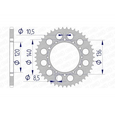 Corona AFAM aluminio 17404 - Paso 520 17404-45