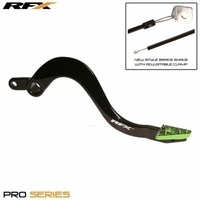 Pedal de freno trasero RFX Pro ST (negro/verde) - Kawasaki KX250 FXRB2050199GN