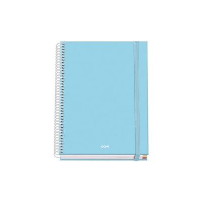 Dohe Serenity Cuaderno Espiral A5 100 Hojas Cuadricula 5mm - Tapa Dura Impresa a todo Color y Plastificada en Brillo - Bandas de Color - Cierre de Goma - Color Azul