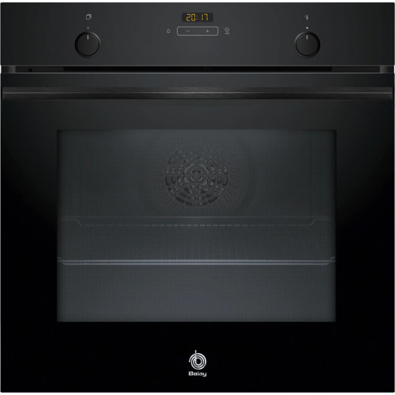 Horno multifunción Balay 3HB5131N3, 71 litros, 7 funciones, Aqualisis, raíl telescópico 1 altura, clase A+, horno de leña, display LED, cristal negro