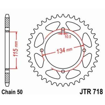 Corona JT SPROCKETS acero estándar 718 - Paso 530 JTR718.46