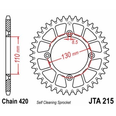 Corona JT SPROCKETS aluminio ultraligera autolimpiable 215 - Paso 420 JTA215.56