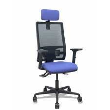 Piqueras y Crespo Silla Bormate asincro malla negra asiento bali azul claro brazos 2D ruedas 65mm cabecero regulable