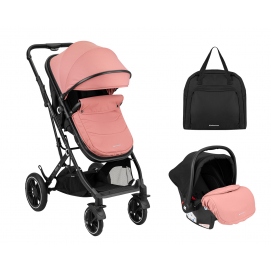 KIKKA BOO Carrito de bebé 3en1 asiento transf. Alba Rosa