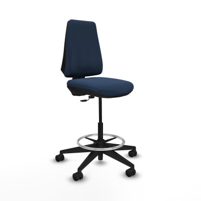 Taburete Elche CP similpiel azul marino base piramidal ruedas 65mm nailon