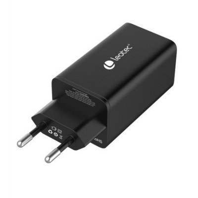 Cargador de pared leotec 65w carga rapida 2 usb tipo - c pd 1 usb - a negro