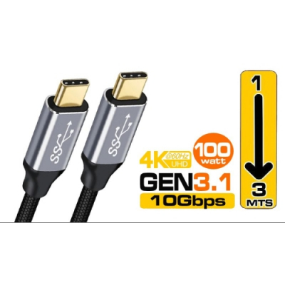 Cable USB 3.2 Gen2 C - C (thunderboldt) 100W 10 Gbps 4K 60Hz