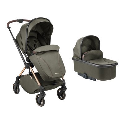 Carrito de bebé Kikkaboo 2 en 1 con capazo Lanah Verde Militar