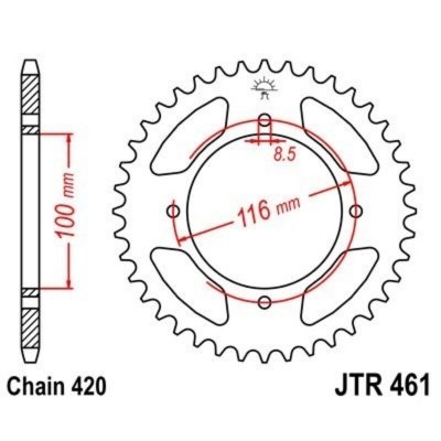 Corona JT 461 de acero con 53 dientes JTR461.53