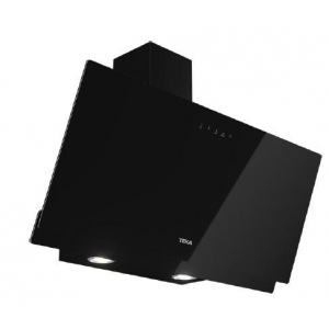 Campana decorativa de pared inclinada Teka DVN 97050 TTC BK, vertical, 90 cm, 485 m3/h, clase A, 3 velocidades + intensiva, 64dB, perimetral, filtros aluminio, luz LED, negro
