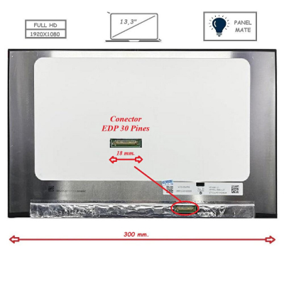 Pantalla para portátil LED 13.3\ Slim 30 pines Full HD Sin Brackets Mate / Sin Reborde