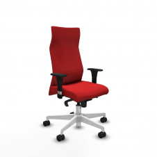 Piqueras y Crespo Albacete direcci?n sincro similpiel rojo brazos 1D cromados base blanca ruedas 65 nailon