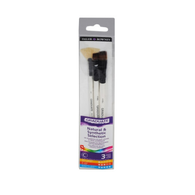 Daler Rowney Graduate Pack de 3 Pinceles Multitecnica - Pelo de Cerda y Pelo Sintetico - Mango Corto
