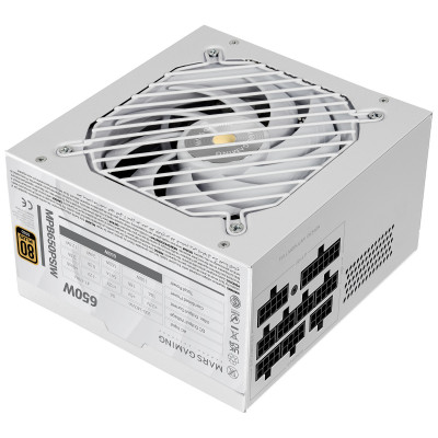 FUENTE MODULAR MARS GAMING 650W MPB650PSI ATX3.1 80+GOLD PFC ACTIVO PCIe5.1 12V-2X6 DC-DC SMD BLANCO