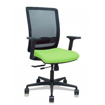 Silla Haches traslack malla negra asiento bali pistacho brazos 2D ruedas 65mm