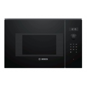 Microondas integrable Bosch BFL524MB0, Serie 6, 20 litros, 800W, 5 niveles, 7 programas, display LED, 38.2 x 59.4 x 31.7 cm, interior acero inox, cristal negro