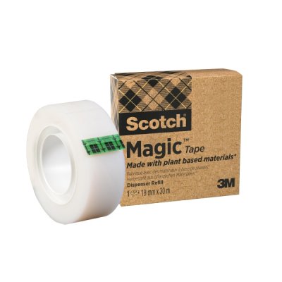 Scotch Magic Cinta Adhesiva - 66% Adhesivo Vegetal - 19mm x 30m - Color Transparente