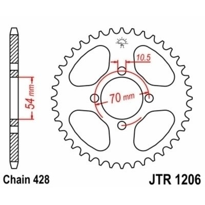 Corona JT SPROCKETS acero estándar 1206 - Paso 428 JTR1206.42