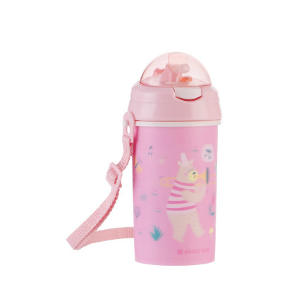Vaso PP con pajita de silicona y correa 450ml Music Fest Rosa