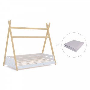 Cama júnior Montessori madera 90x200 cm + toldo Carezza · Homy Life XL