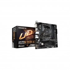 GIGABYTE A520M DS3H AC Placa Base - Procesadores AMD Ryzen Serie 5000, VRM de 5+3 fases, hasta 4733 MHz DDR5 (OC), 1xPCIe 3.0 M.2, LAN GbE, WIFI 5, US